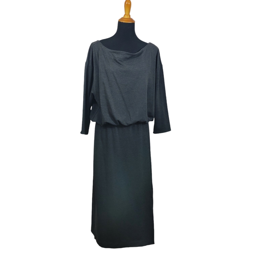 Anthropologie Knit Column Dress Large Stretchy Charcoal Gray Size Large NWT
